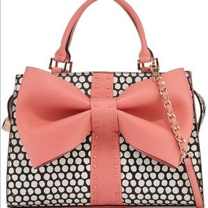 Betsey Johnson Curtsey Dotted Bow Satchel BagCoral